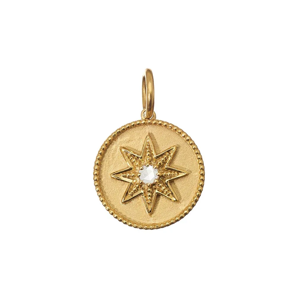 0.06Ct Diamond Compass Pendant Only in 18k Yellow Gold