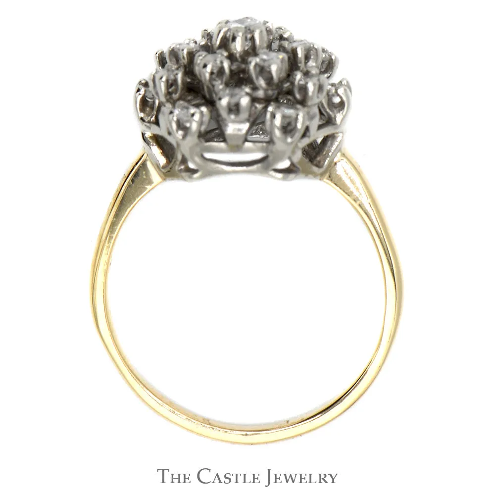 1/2cttw Round Shaped Diamond Cluster Ring in 14k Yellow Gold