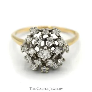 1/2cttw Round Shaped Diamond Cluster Ring in 14k Yellow Gold