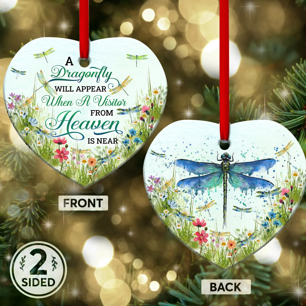 A Dragonfly Faith Heart Ornament - Christmas Ornament - Ciaocustom