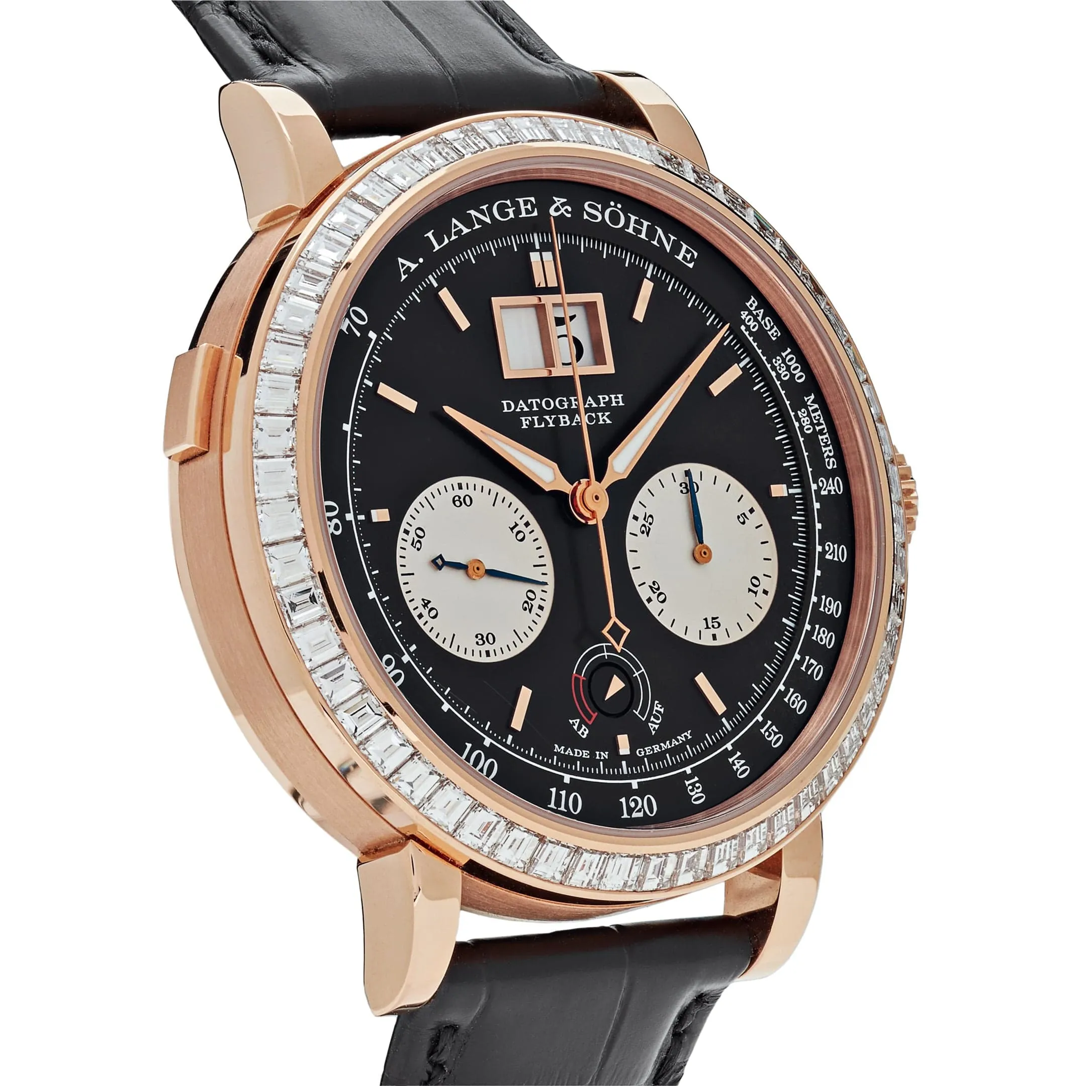 A. Lange & Söhne Datograph Flyback 405.831 Rose Gold Baguette Bezel Black Dial Limited Edition