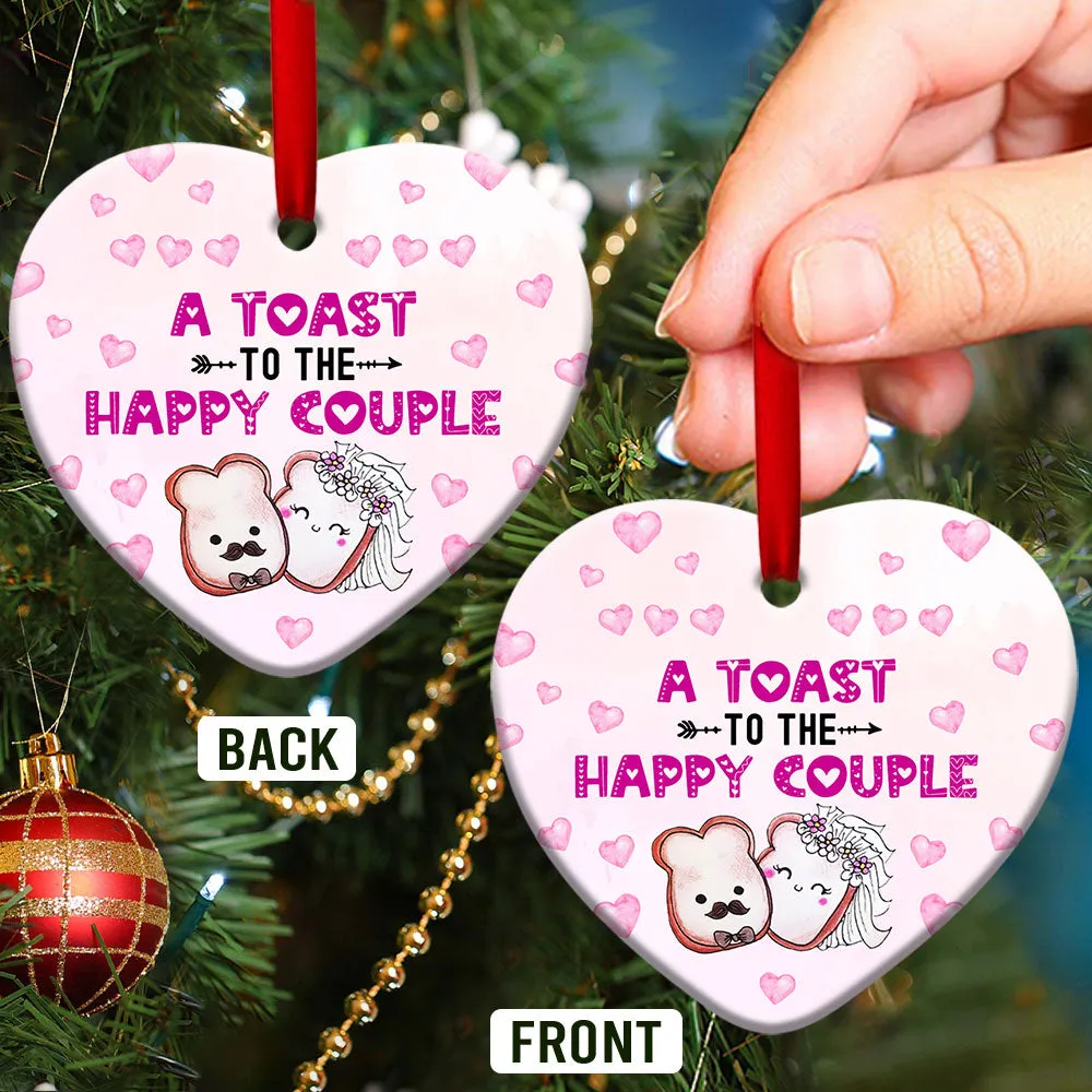 A Toast To The Happy Couple Heart Ornament - Christmas Ornament - Ciaocustom