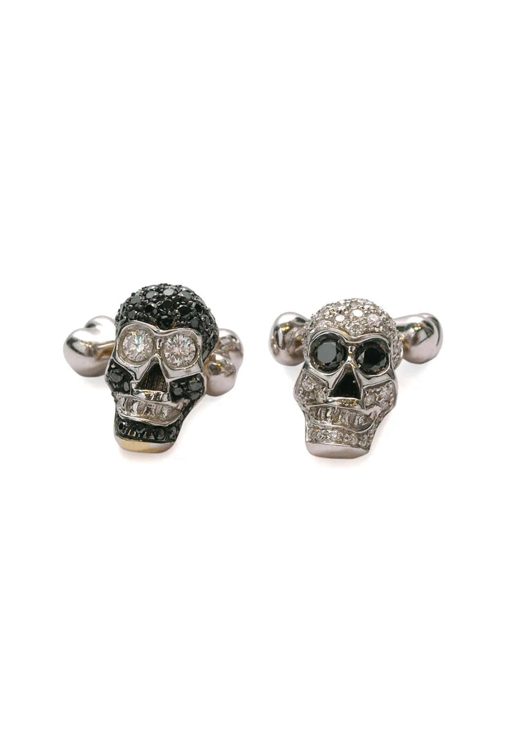 Adolfo Courrier Black & White Diamond Skull & Crossbones Cufflinks