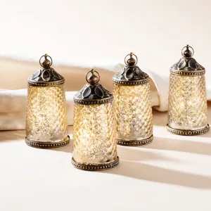 Amira Tall LED Mercury Glass Lanterns, Set of 4