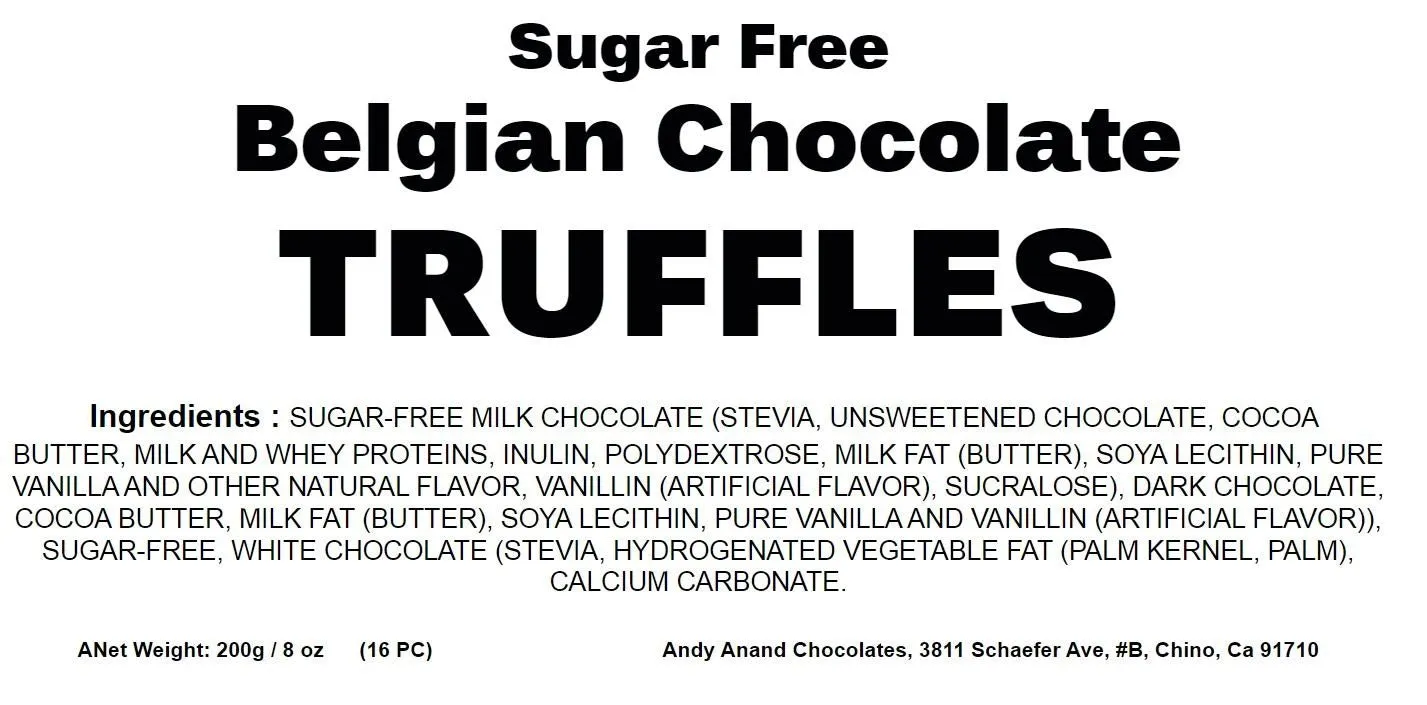 Andy Anand 16 pc Sugar Free Belgian Chocolate Truffles, Pure Delight, Truffles Gift Box Delivery - Convenient and Delicious