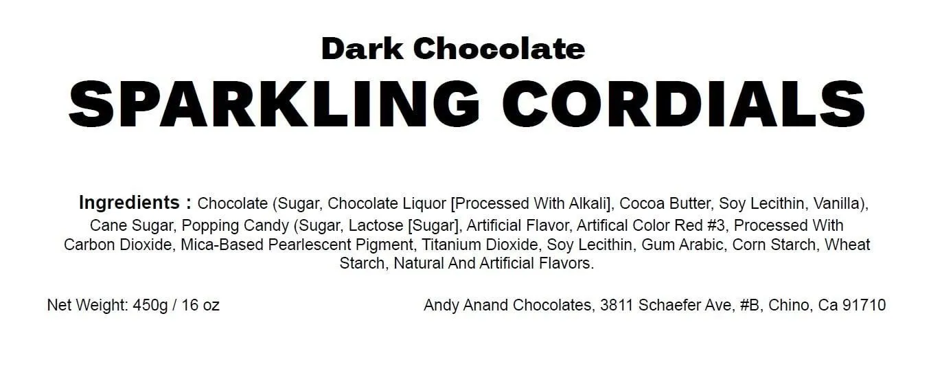 Andy Anand Dark Chocolate Sparkling Pro-secco Cordials 1 lb - Divine Chocolate Delights: Unforgettable Flavors, Treat Them to Chocolate: Gift Box for Friends and Family