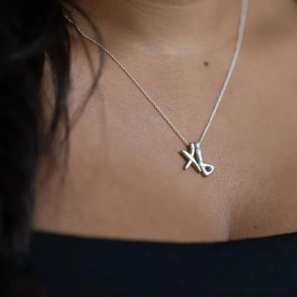 b - handwritten letter necklace