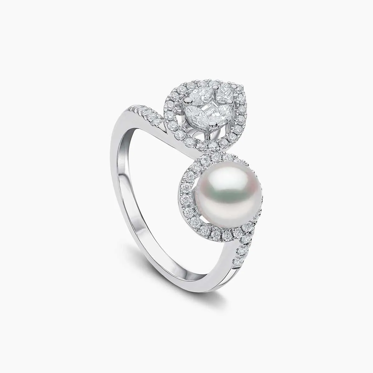 Baby Glitz 18K Gold Akoya Pearl and Diamond Ring