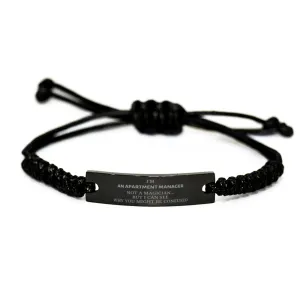 Badass Apartment Manager Gifts, I'm Apartment Manager not a magician, Sarcastic Black Rope Bracelet for Apartment Manager Birthday Christmas for  Men, Women, Friends, Coworkers