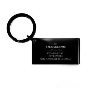 Badass Groundskeeper Gifts, I'm Marketing Manager not a magician, Sarcastic Keychain for Groundskeeper Birthday Christmas for  Men, Women, Friends, Coworkers