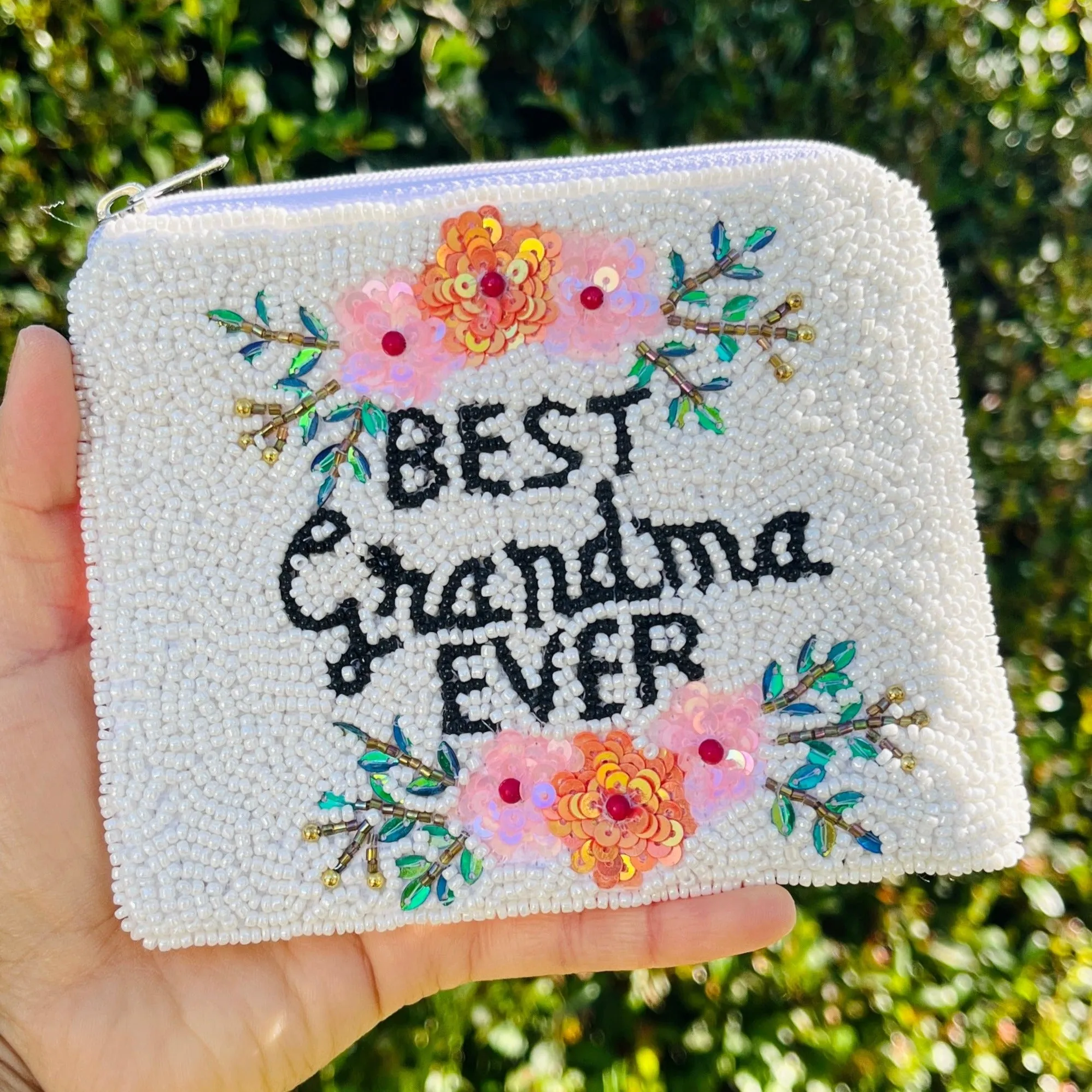 Best Grandma Ever Beaded Coin Purse Pouch