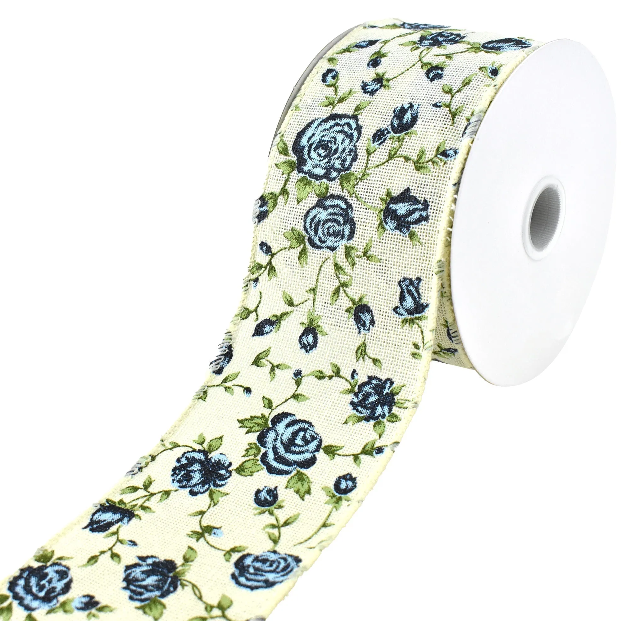 Blooming Rose Wired Canvas Ribbon, 10-yard