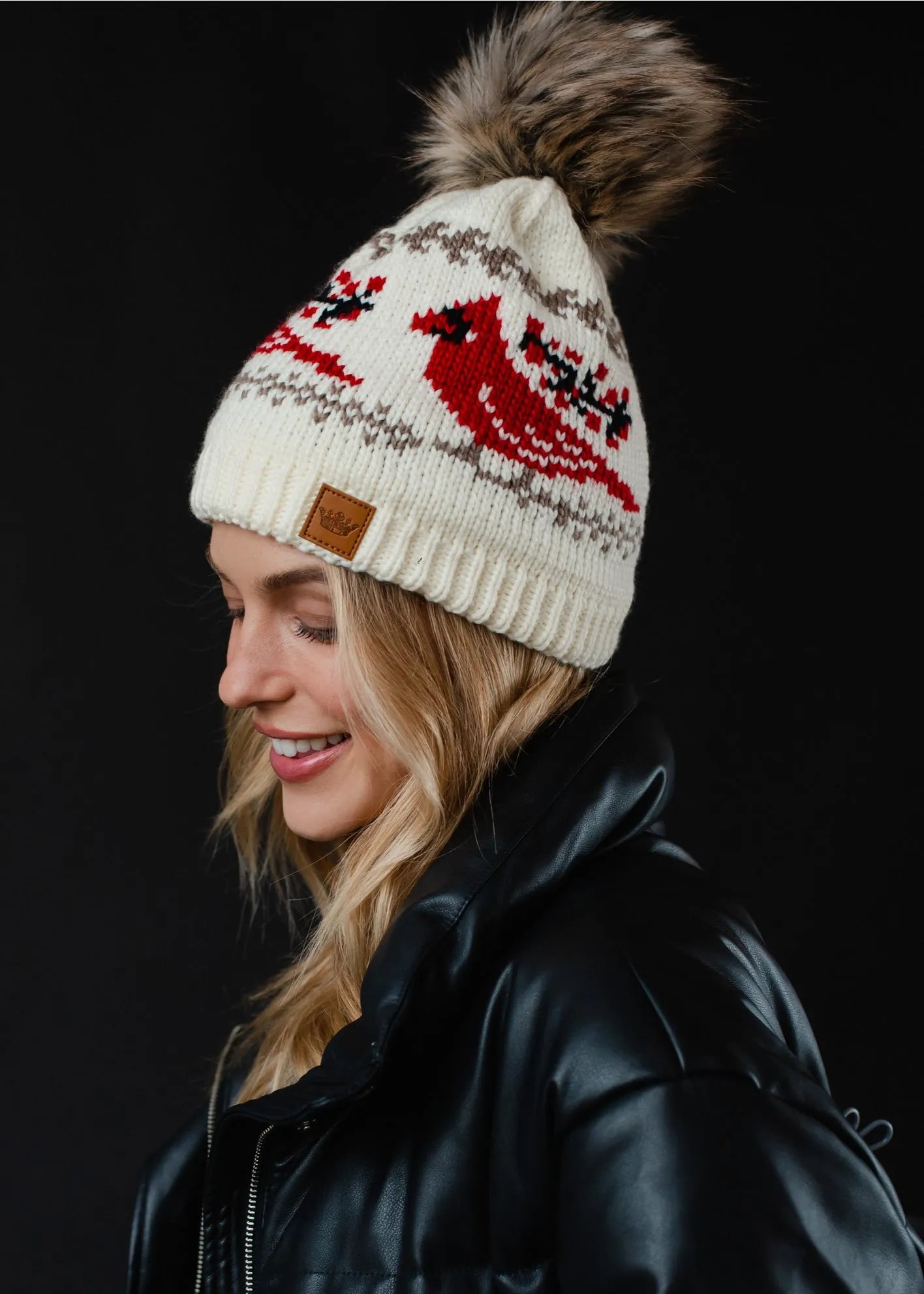 Cardinal Pom Pom Beanie