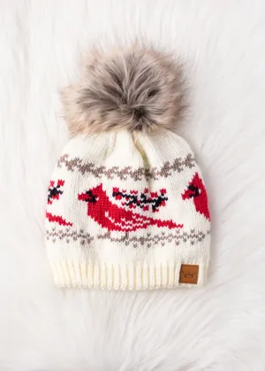 Cardinal Pom Pom Beanie