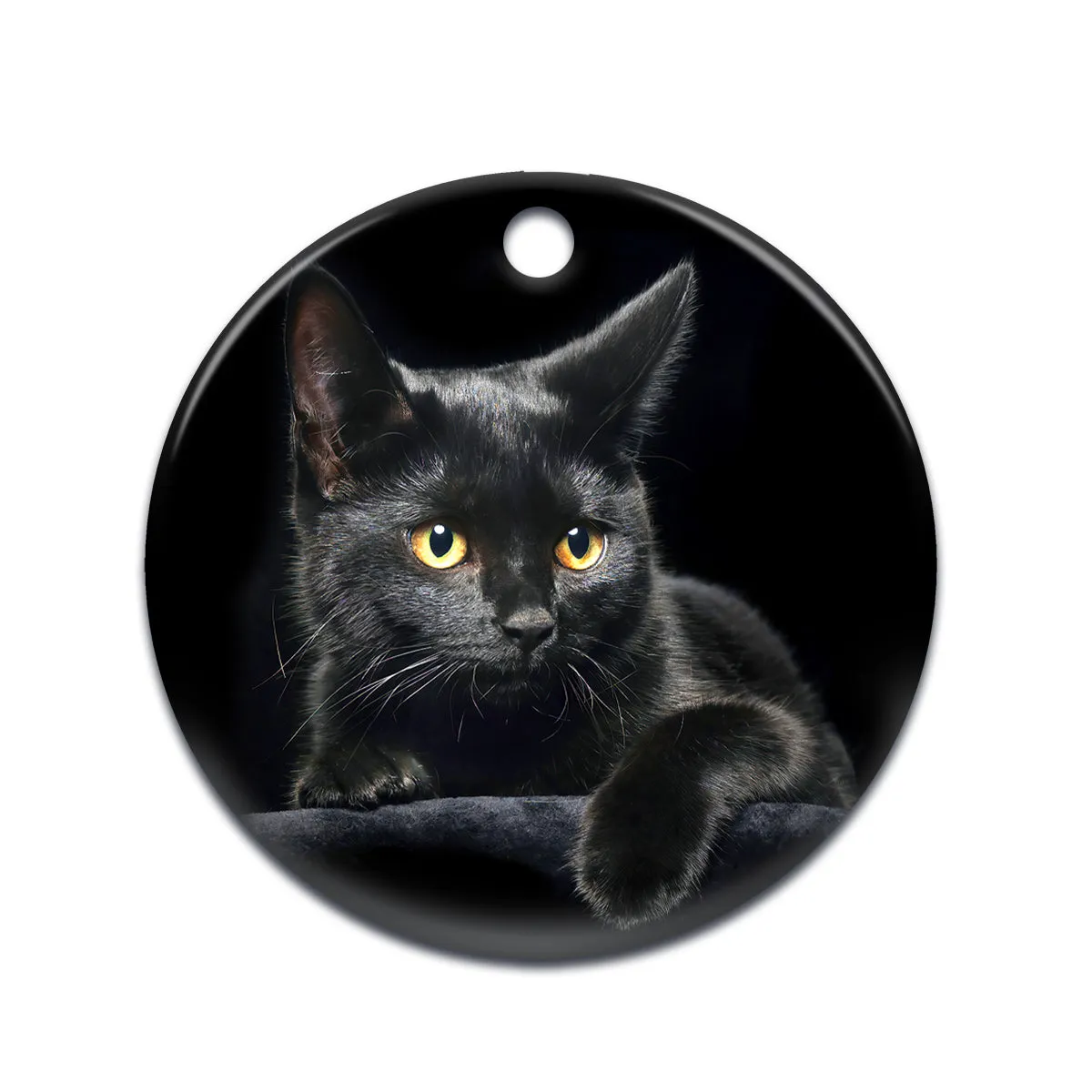 Cat Black Cat Circle Ornament - Christmas Ornament - Ciaocustom