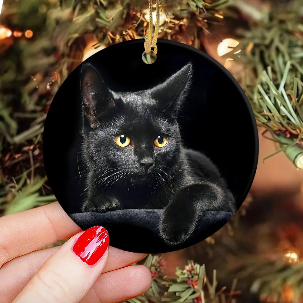 Cat Black Cat Circle Ornament - Christmas Ornament - Ciaocustom