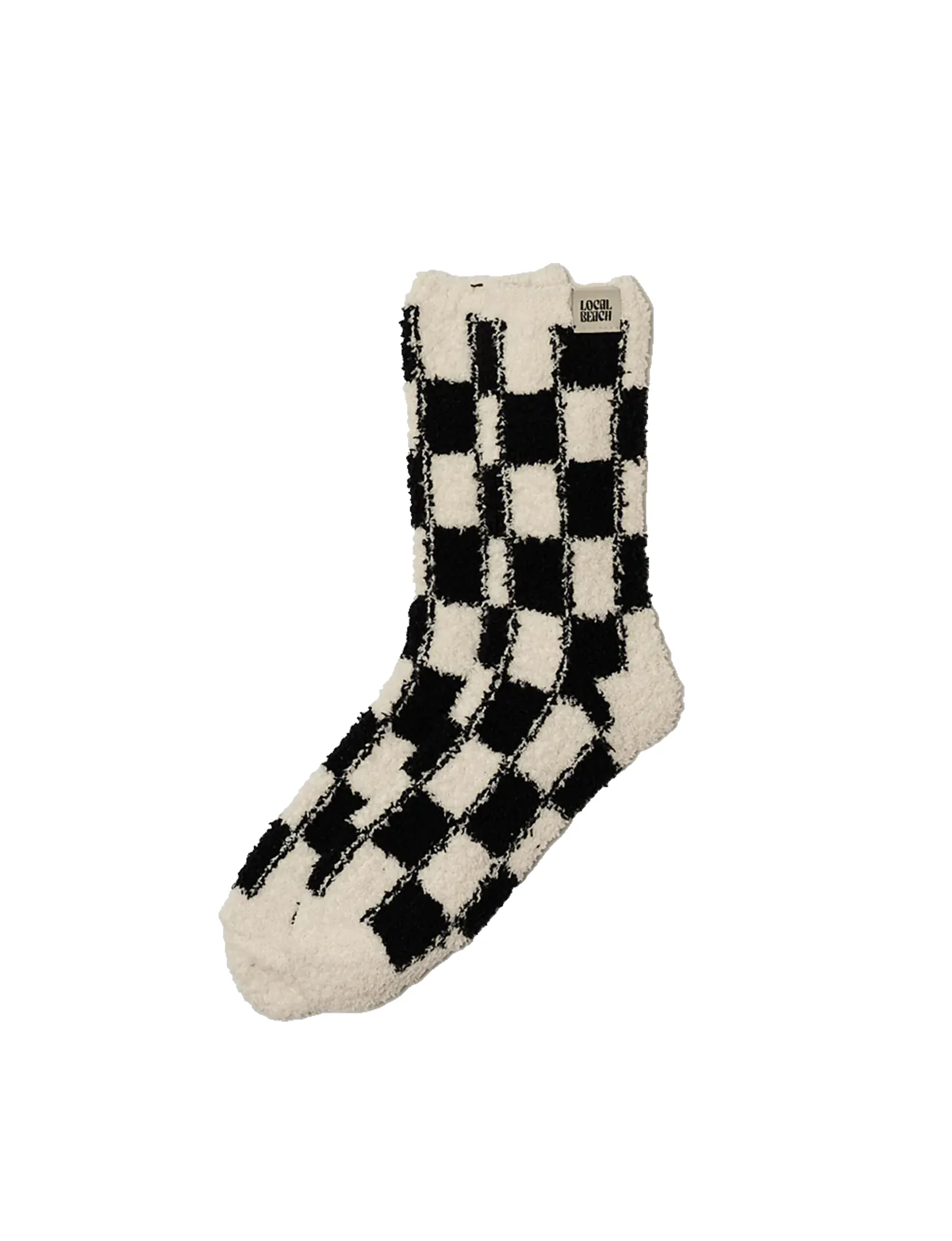 Checker Cozy Socks, Black/Cream