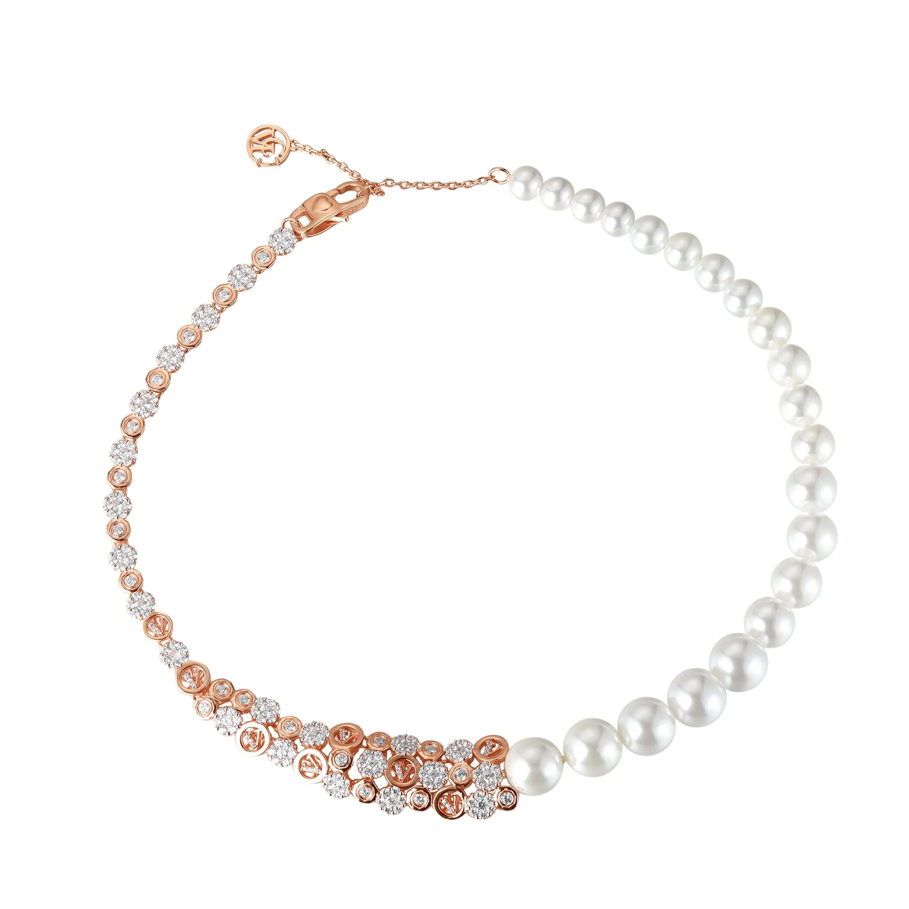 Cherry Blossom Girl diamonds Pearl Necklace