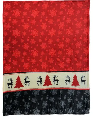 CHRISTMAS PRINT LARGE 50X60 IN PLUSH  THROW BLANKET ( sold by the piece )