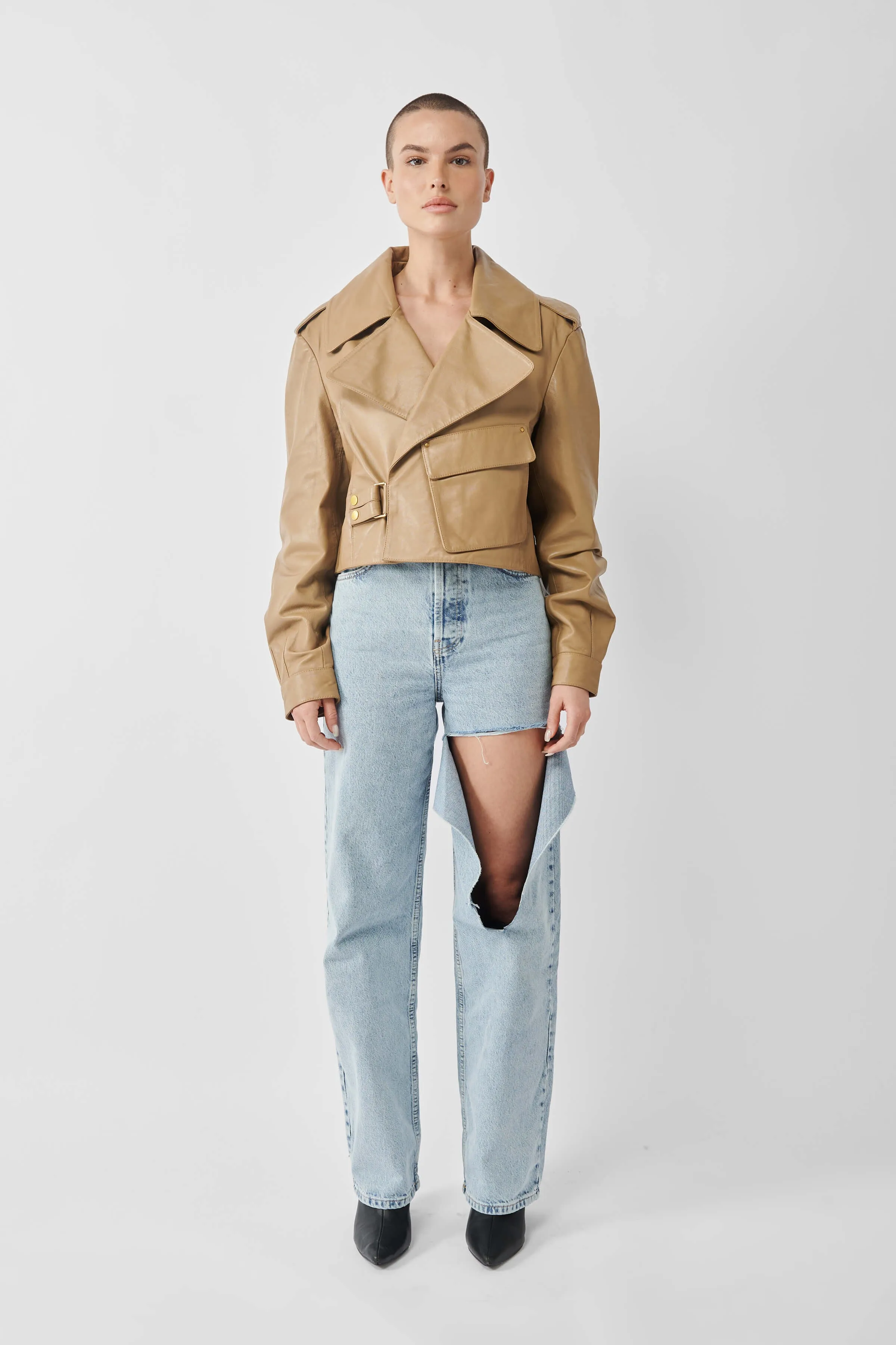 Cropped Blouson Sand