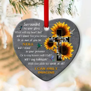 Cross Christian Ceramic Heart Ornament - Will I Dance For You Ornament- Christian Hanging Gift