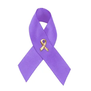 Cystic Fibrosis Awareness Purple Satin Ribbon Pins