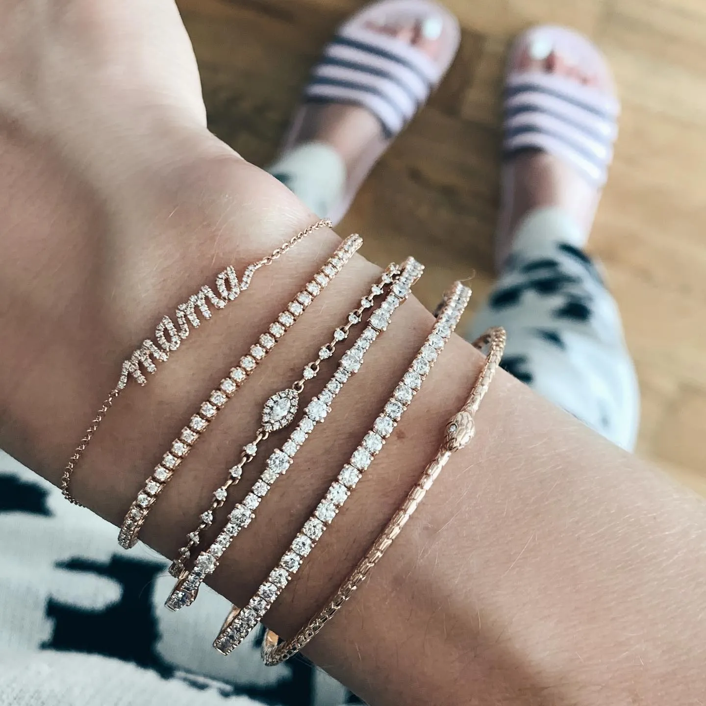 Diamond Cursive Mama Bracelet