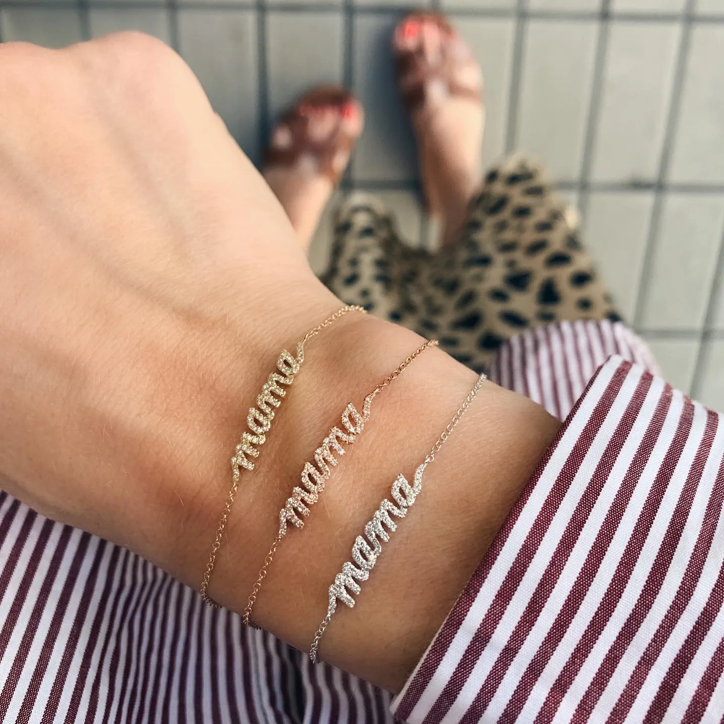 Diamond Cursive Mama Bracelet