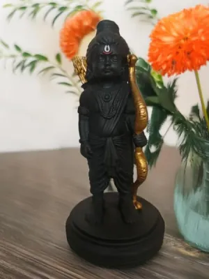 DIGITAL COMM Lord Shri Ramlala (Natkhat, Childhood) (Bal Swarup) with Dhanush Temple Little Ram Murti Religious for Home Office Decor Bal Ram Figurines Sculpture Gifting Purpose Resin 7 Inch