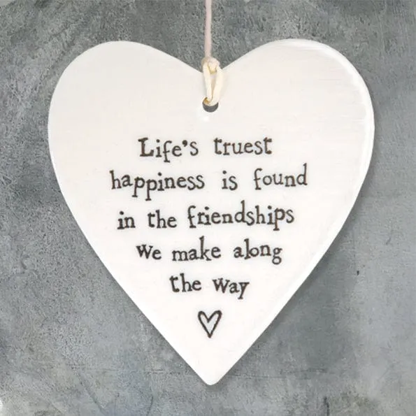 East of India "Life's truest happiness" Porcelain Heart Decoration