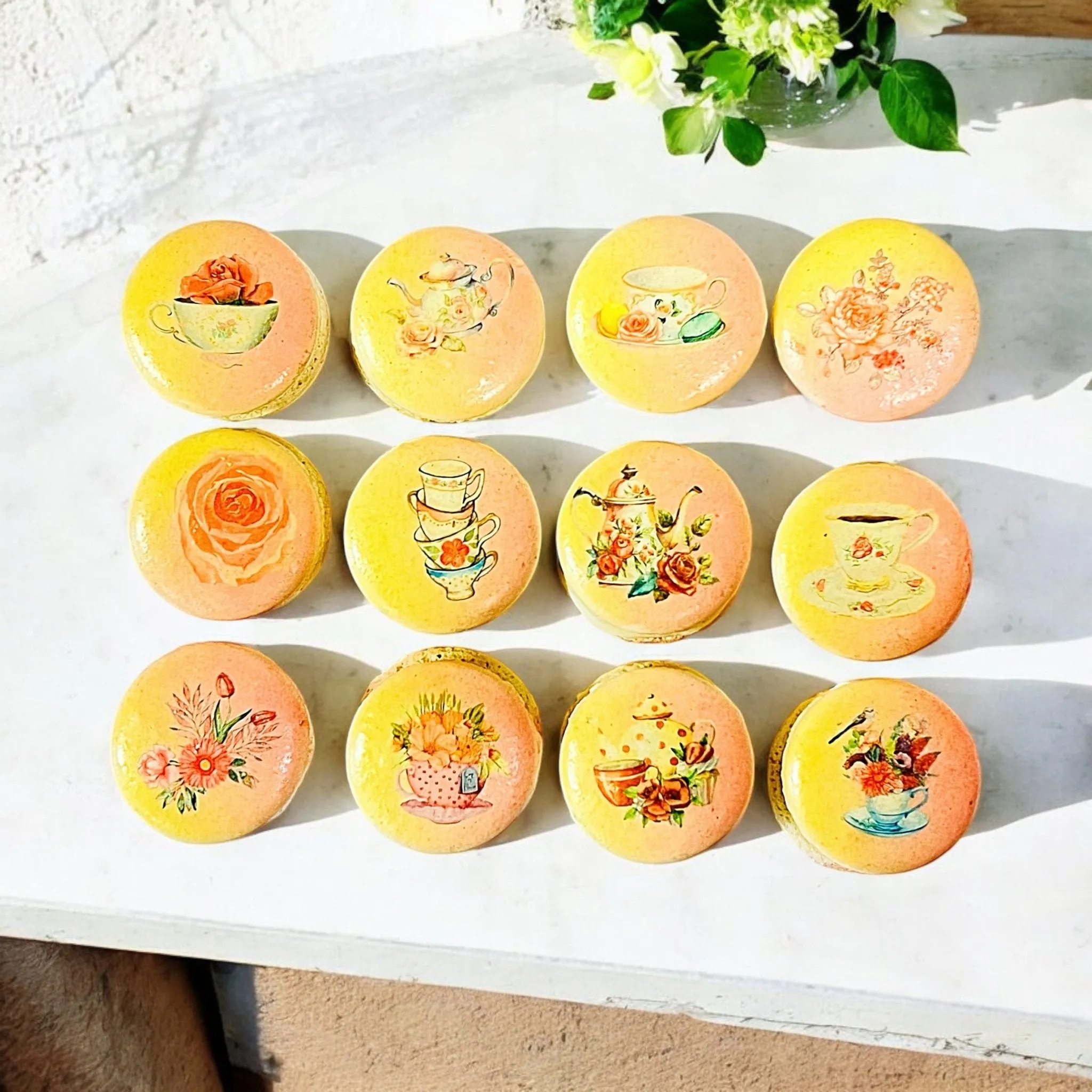 Elegant Pastel High Tea Macarons - Personalized Flavor Selection