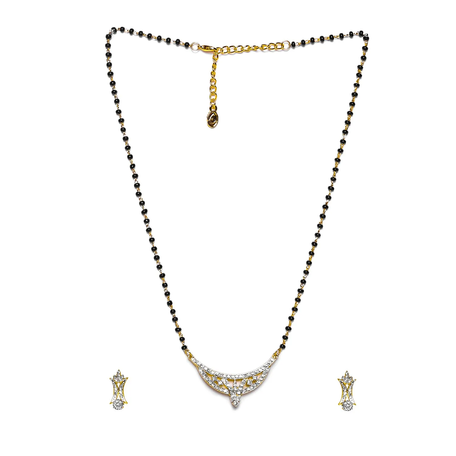 Estele Gold & Rhodium Plated Shimmering Mangalsutra Necklace Set with Austrian Crystals for Women