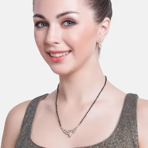 Estele Gold & Rhodium Plated Shimmering Mangalsutra Necklace Set with Austrian Crystals for Women