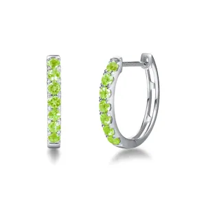 FANCIME Green Peridot 14K White Gold Hoop Earrings