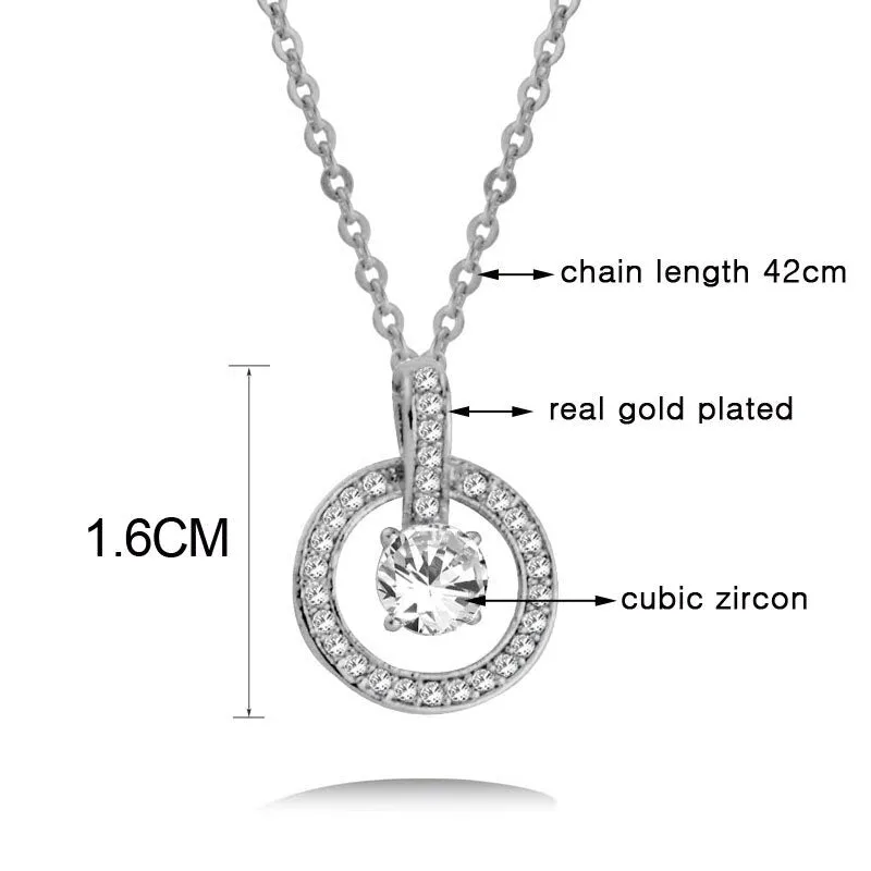 Fashion Jewelry Micro Pave Circle Necklace with Zircon for Women  in 925 Silver