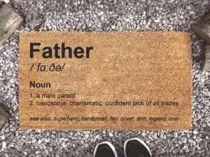 Father Definition Welcome Doormat, Funny Custom Coir Door Mat,  Gifts From Daughter, Gifts From Son, Grandparents