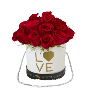 Fresh Roses in Grand Deluxe Box (love-White) | Classic Red Color