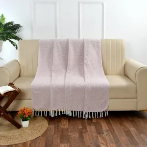 Furnofy 100% Cotton Sofa Throw | Handmade Throw - 50x60 Inches (Pink)