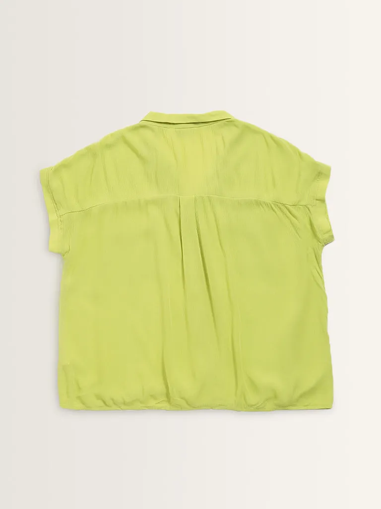 Gia Lime Crinkle Textured Shirt