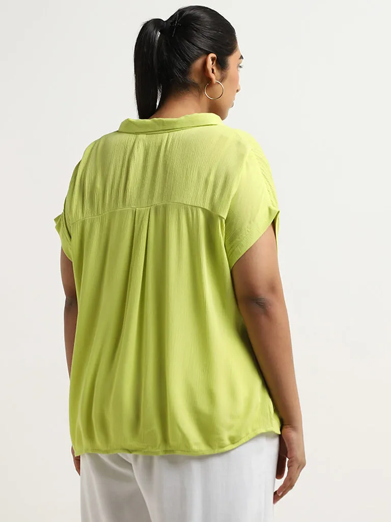 Gia Lime Crinkle Textured Shirt