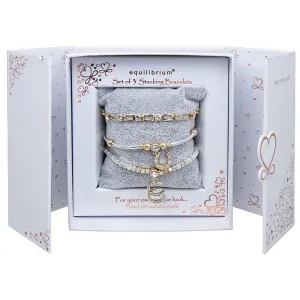 Gift Set of 3 Stacking Two Tone Lucky Bracelets