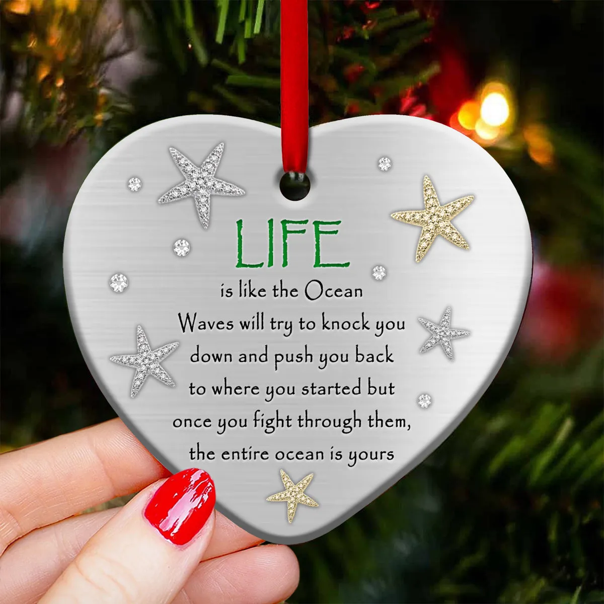 Green Turtle Advice Heart Ornament - Christmas Ornament - Ciaocustom