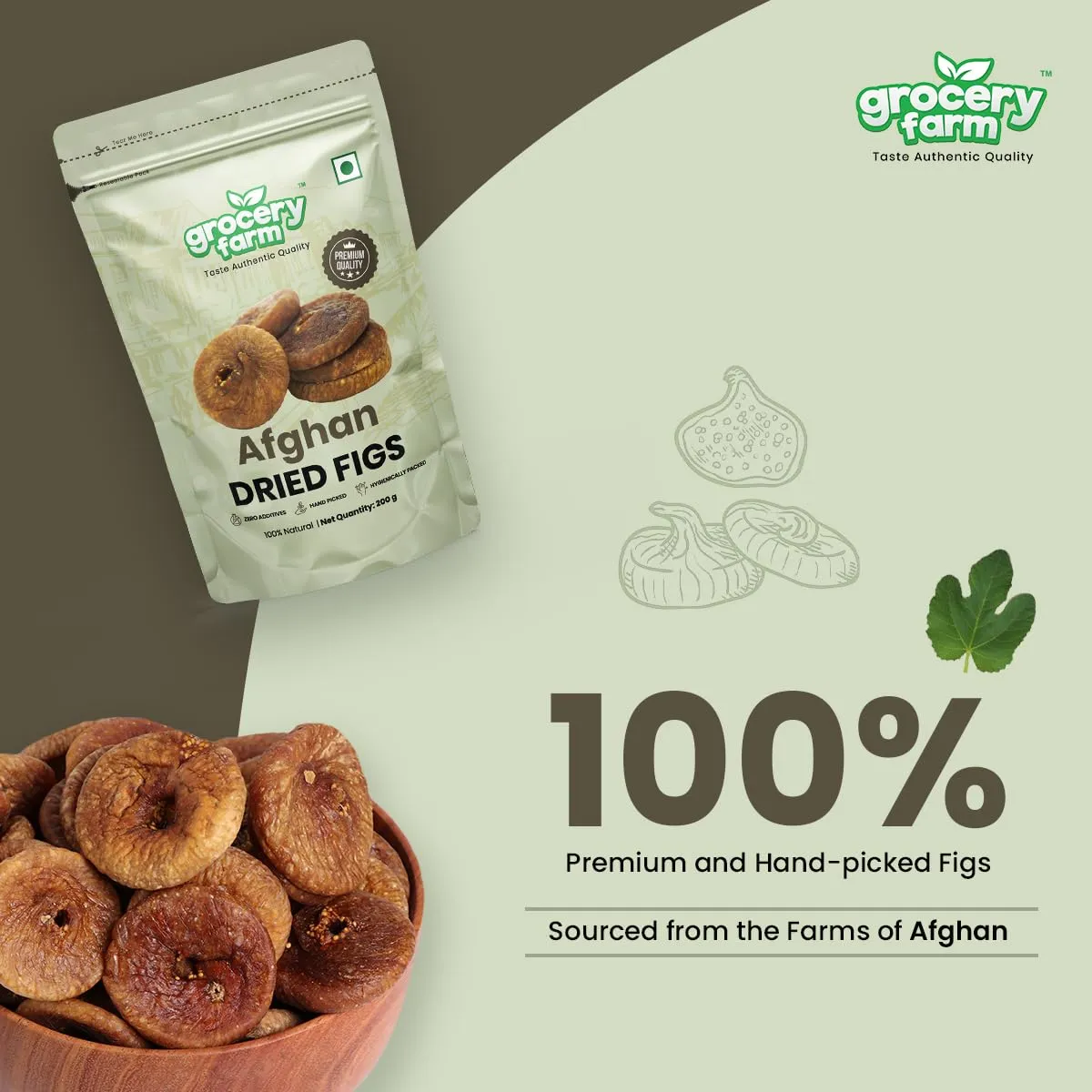 Grocery Farm Afghan Dried Figs | Nutritious & Seedless Anjeer | Dry Fruit for Healthy Snacking | No Added Preservatives | Authentic Taste & Quality | 200 gm Pack of 5-1kg