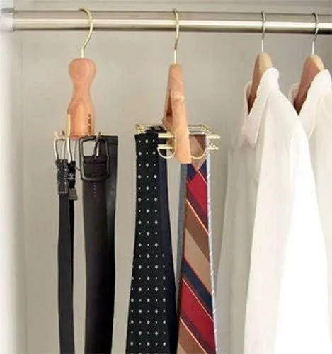 Hanging Cedar Belt and Tie Rack