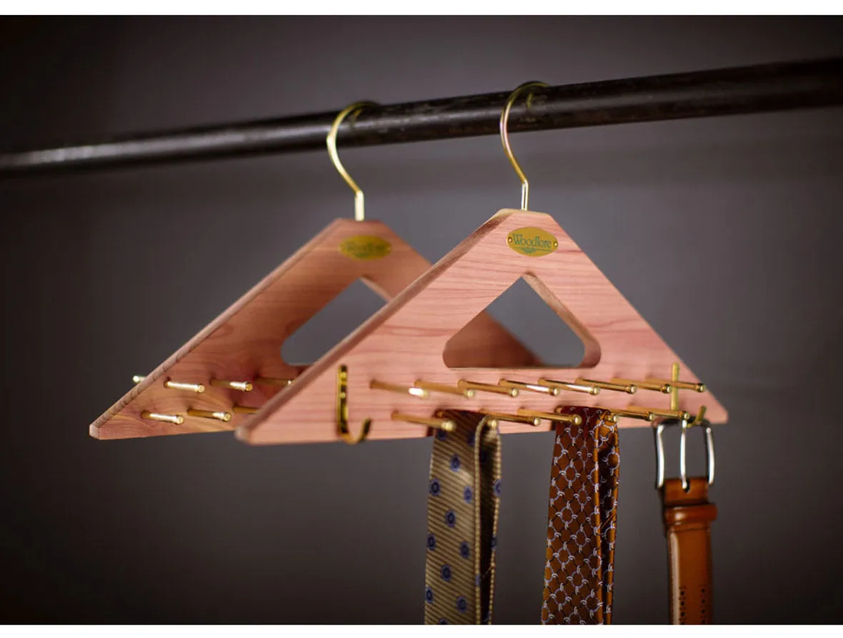 Hanging Cedar Belt and Tie Rack