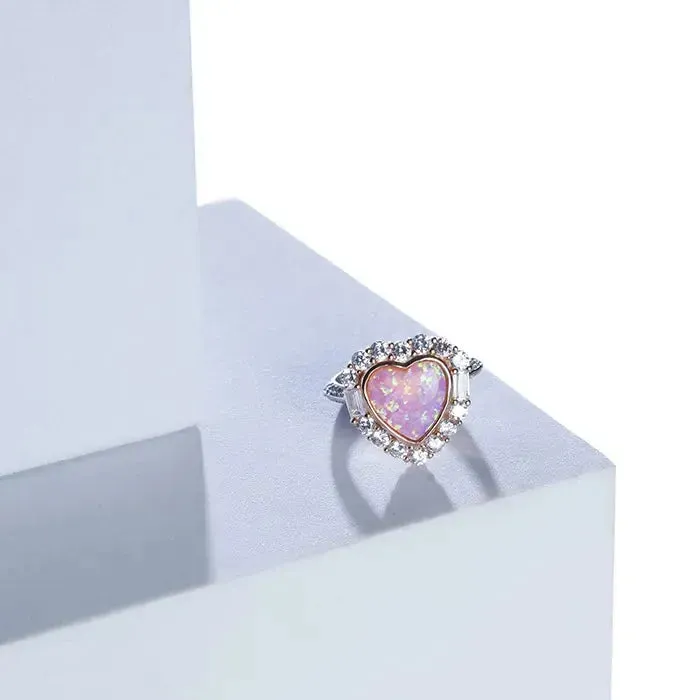 Heart Blush Silver Ring