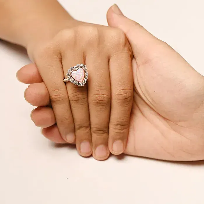 Heart Blush Silver Ring