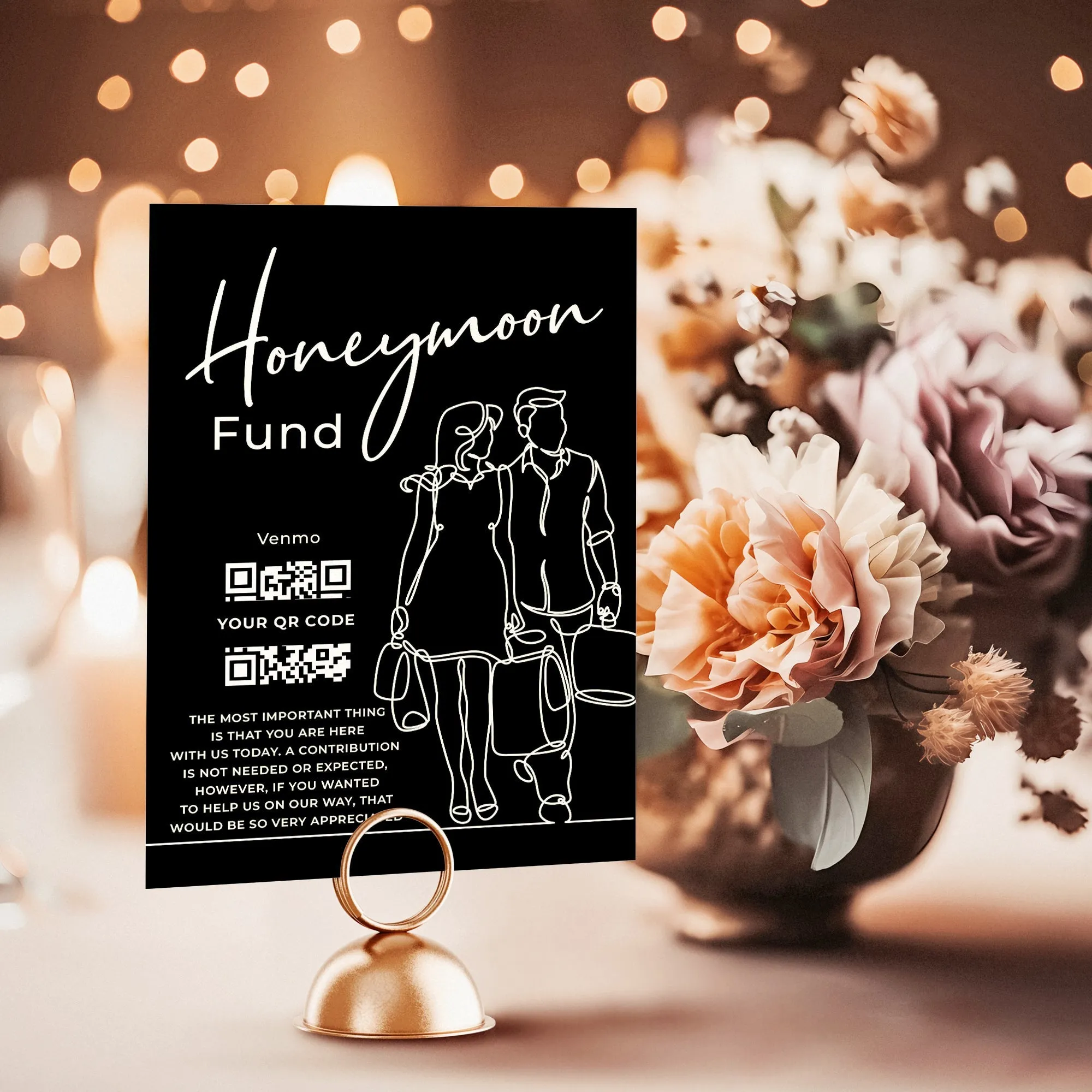 Honeymoon Fund Wedding Table Sign