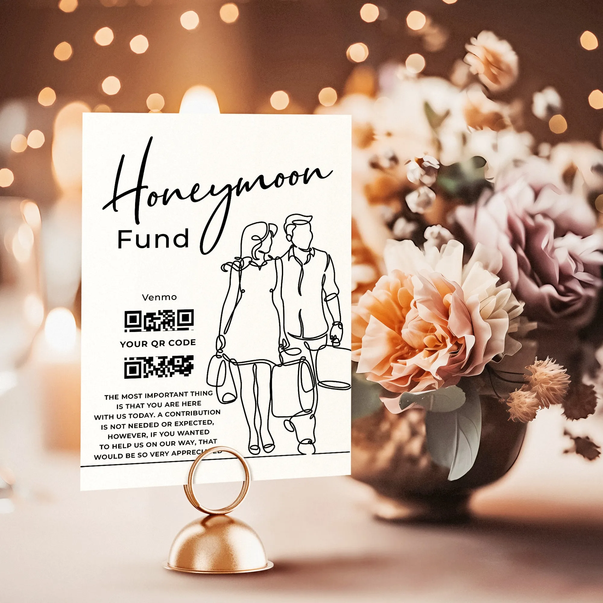 Honeymoon Fund Wedding Table Sign