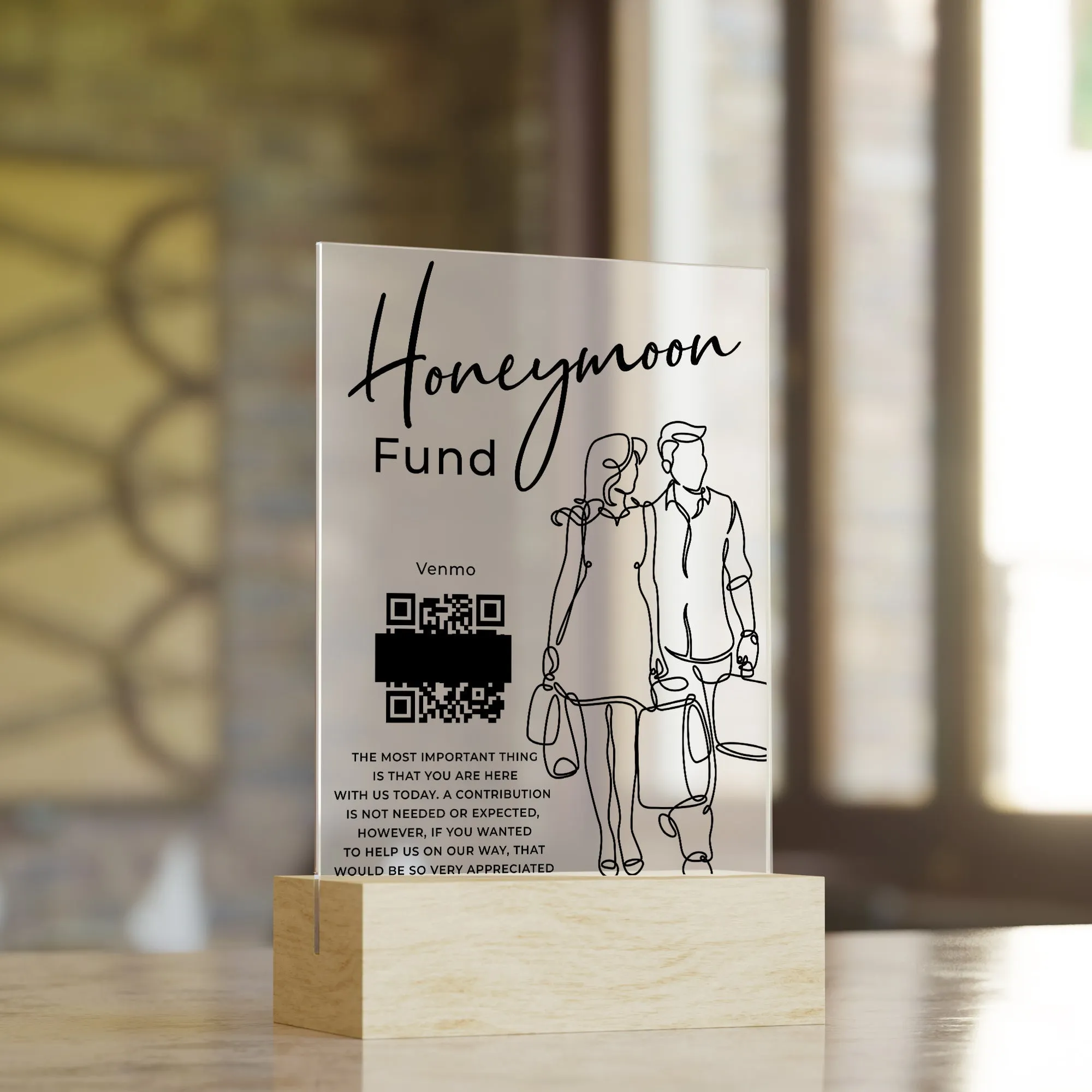 Honeymoon Fund Wedding Table Sign